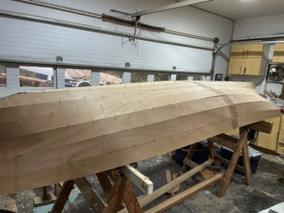  All the panels are in place and the boat is flipped over.  