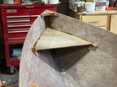  Forward seat is tack glued into place. 