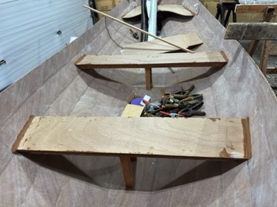  4/1/25 - Thwarts are epoxied in place. 