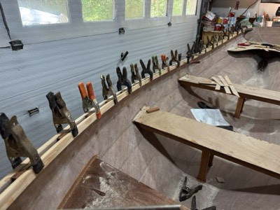  4/23/25 - Starboard inwale is epoxied in place. 