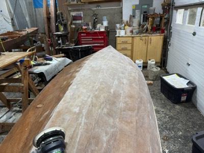  4/29/25 - The hull is partially sanded.  
