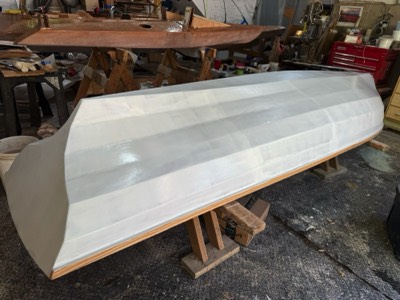  5/1/25 - Primer is applied to the hull.  