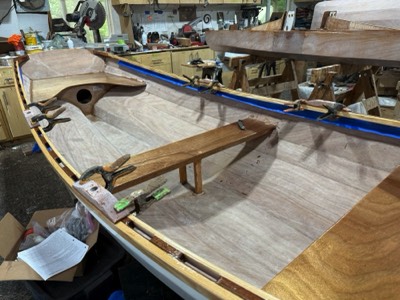  5/7/25 - Oarlock risers are epoxied in place.  