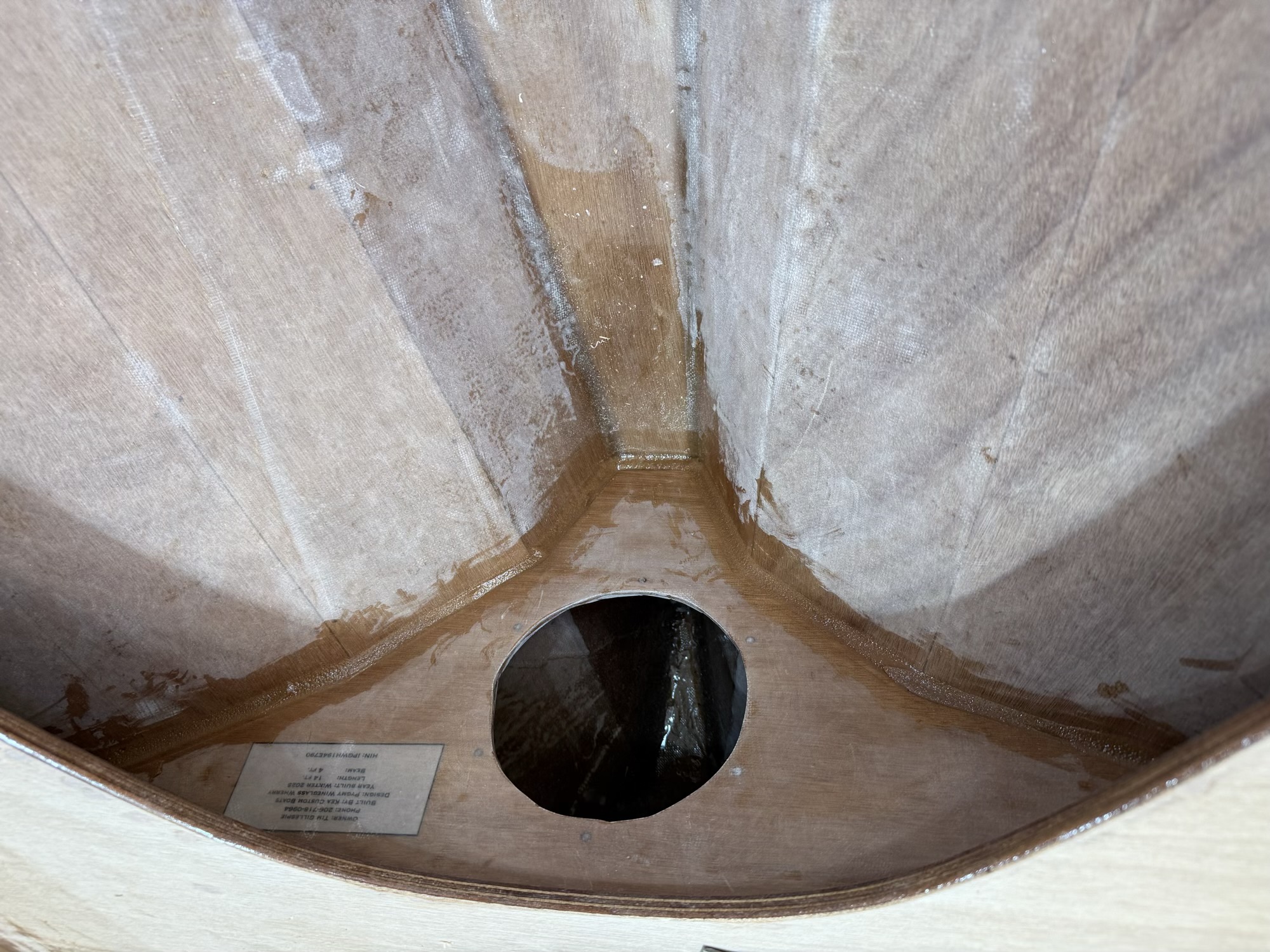  Aft bulkhead is epoxied in place. 