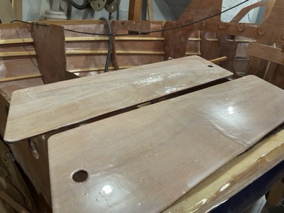  3/16/21 - The berth storage lids are fill coated with epoxy. 