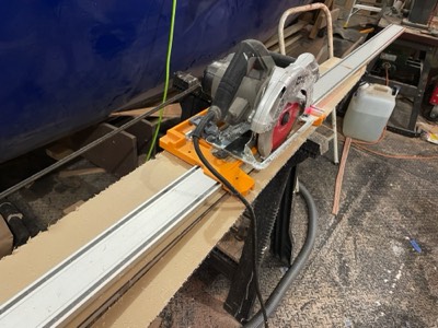  Track saw was used for straight lines. 