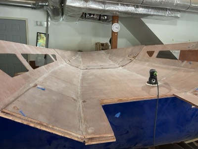  7/1/21 - Underside of the cabin top is sanded. 