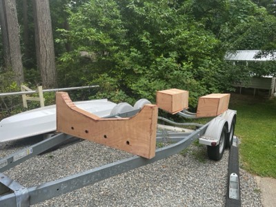  7/6/21 - The bunks are test fit on the trailer. 