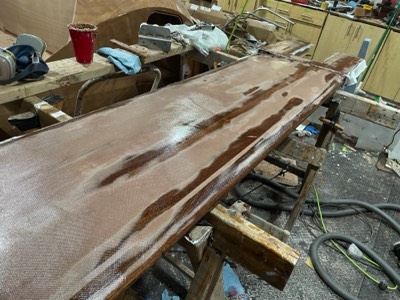  The keel foil is fiberglassed on one side.  