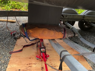  8/16/22 - Left side of the keel bulb is in place. 