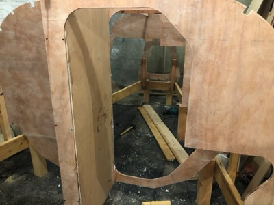  7/14/20 - The keel trunk and bulkhead E are epoxied in place. 