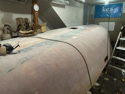  12/31/20 - Sanding of the bottom and port topsides is done. 