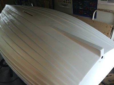  The hull gets a coat of primer. 